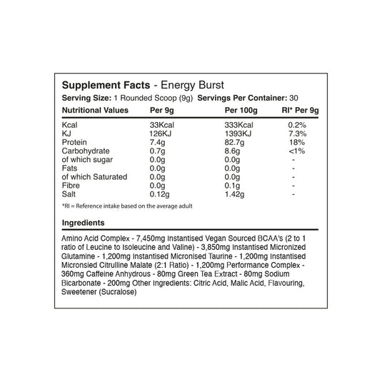 Warrior Amino Blast BCAA - 270 g - Energy Burst
