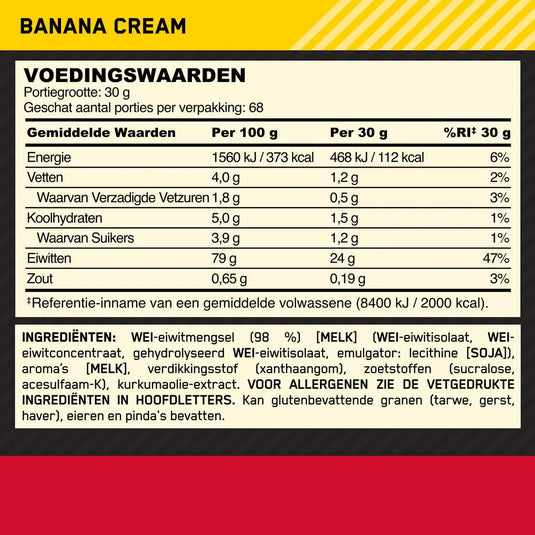 Optimum Nutrition Gold Standard 100% Whey - 2000 g Banana Cream