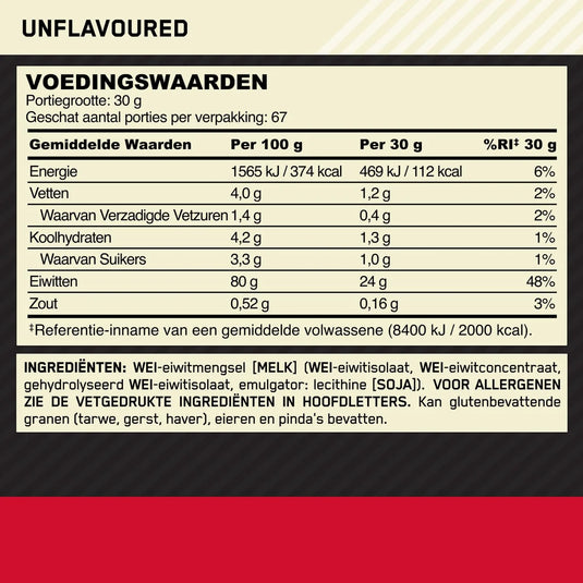 Optimum Nutrition Gold Standard 100% Whey - 2000 g Unflavoured