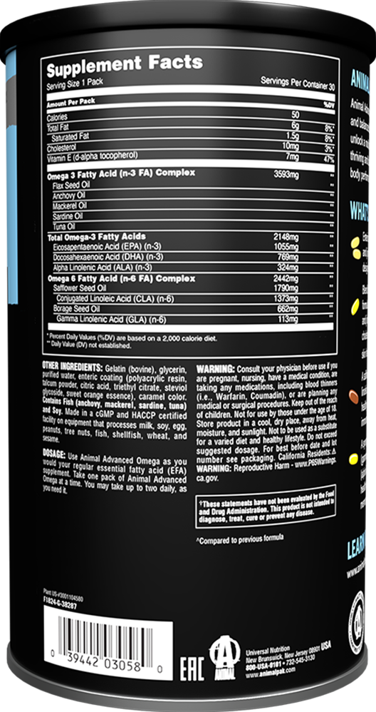  Ladda bild till gallerivisaren, Animal Advanced Omega - 30 packs
