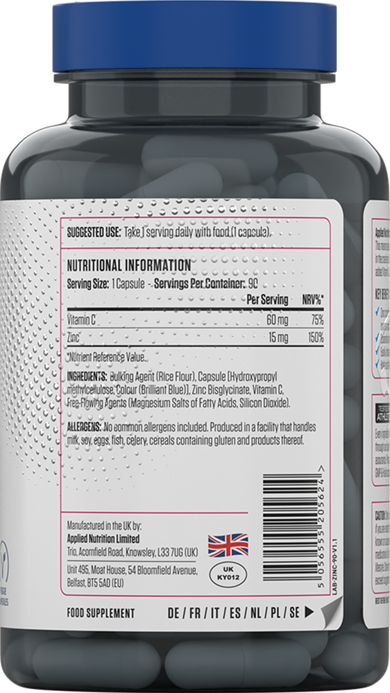  Ladda bild till gallerivisaren, Applied Nutrition Zinc - 90 caps

