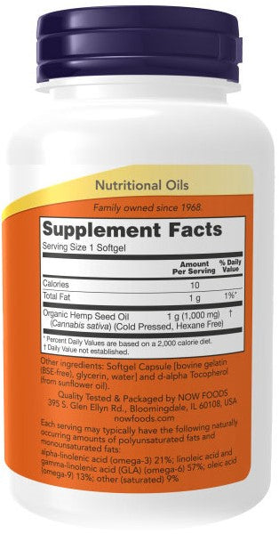  Ladda bild till gallerivisaren, NOW Foods NOW1799 Hemp Seed Oil 1000 mg - 120 softgels
