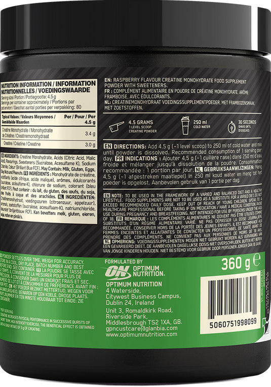Optimum Nutrition Micronised Creatine Powder - 360 g - Blue Raspberry